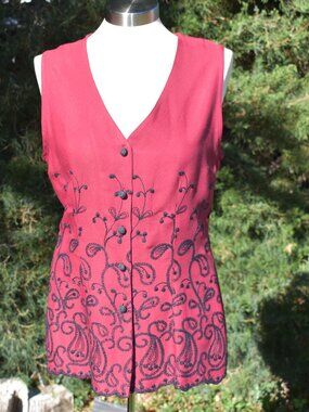 Elegant Embroidered Maroon Vest